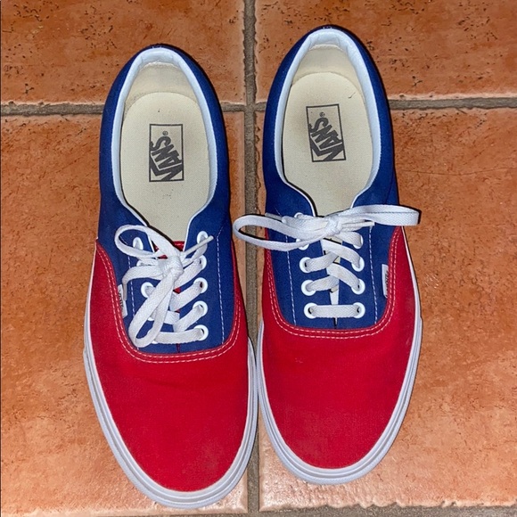 red blue checkered vans